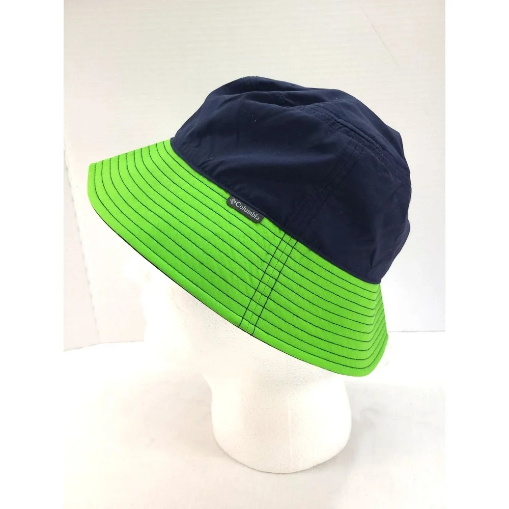 Columbia Bucket Hat Youth small medium Green Blue Reversible Outdoor Fishing